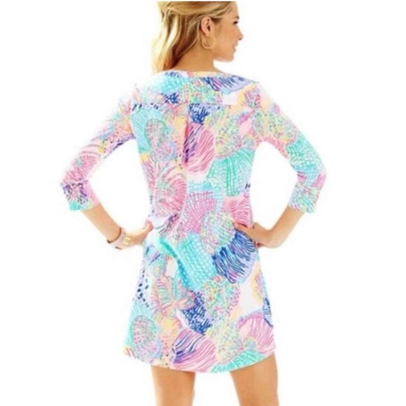Lilly Pulitzer Ali Dress Pink Roar of the Seas Pima Cotton V-Neck Women’s Small - Picture 3 of 9